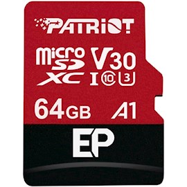 მეხსიერების ბარათი Patriot PEF64GEP31MCX, 64GB, SDXC, Memory Card with SD, Black/Yellow